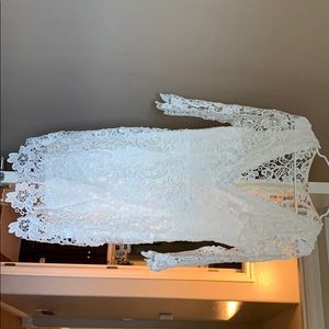 Ivory Crochet V-Neck Dress